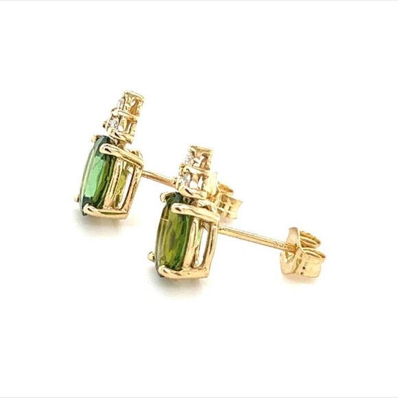 Natural Tourmaline Diamond Earrings 14k Gold 1.87 TCW Certified $2,950 210759 - Picture 10 of 13